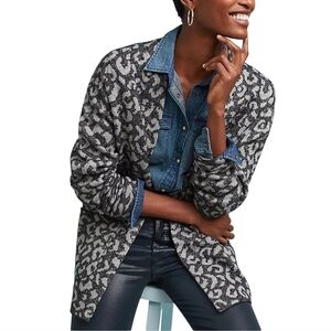 Anthropologie × Michael Stars Shawl Collar Cardigan Jacket Sweater Leopard XS